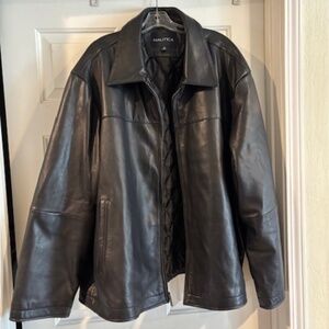 Nautica Gorgeous Mens Black Leather Jacket- 3X